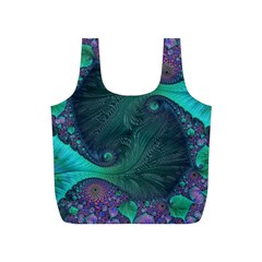 Ocean Green Sea Blue Fractal Art Full Print Recycle Bag (s) by Pakrebo