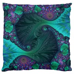 Ocean Green Sea Blue Fractal Art Large Flano Cushion Case (one Side) by Pakrebo