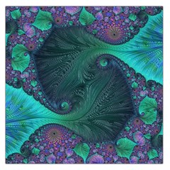 Ocean Green Sea Blue Fractal Art Large Satin Scarf (square) by Pakrebo