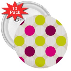 Polka Dots Spots Pattern Seamless 3  Buttons (10 Pack)  by Pakrebo