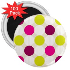 Polka Dots Spots Pattern Seamless 3  Magnets (100 Pack) by Pakrebo