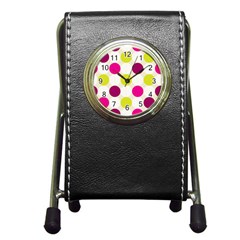 Polka Dots Spots Pattern Seamless Pen Holder Desk Clock by Pakrebo