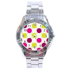 Polka Dots Spots Pattern Seamless Stainless Steel Analogue Watch by Pakrebo