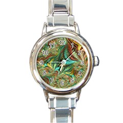 Fractal Artwork Pattern Digital Round Italian Charm Watch by Pakrebo