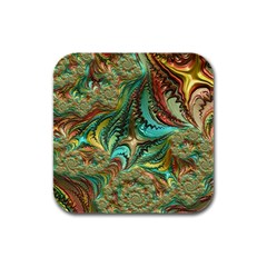 Fractal Artwork Pattern Digital Rubber Square Coaster (4 Pack)  by Pakrebo