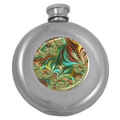 Fractal Artwork Pattern Digital Round Hip Flask (5 Oz) by Pakrebo