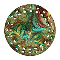 Fractal Artwork Pattern Digital Round Filigree Ornament (two Sides) by Pakrebo