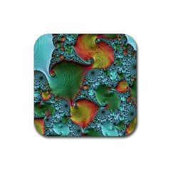 Fractal Art Colorful Pattern Rubber Coaster (Square) 