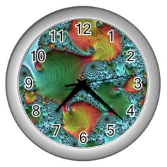 Fractal Art Colorful Pattern Wall Clock (Silver)