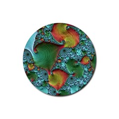 Fractal Art Colorful Pattern Rubber Round Coaster (4 pack) 