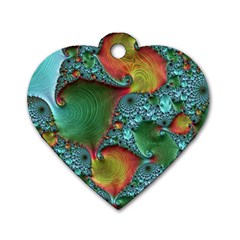 Fractal Art Colorful Pattern Dog Tag Heart (Two Sides)