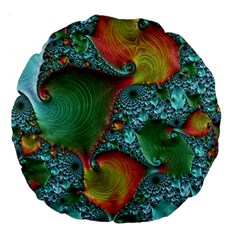 Fractal Art Colorful Pattern Large 18  Premium Round Cushions