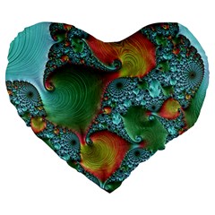 Fractal Art Colorful Pattern Large 19  Premium Heart Shape Cushions