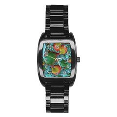 Fractal Art Colorful Pattern Stainless Steel Barrel Watch