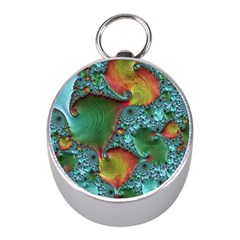 Fractal Art Colorful Pattern Mini Silver Compasses