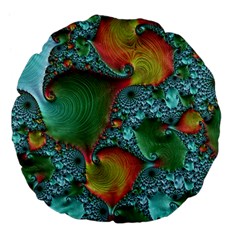 Fractal Art Colorful Pattern Large 18  Premium Flano Round Cushions