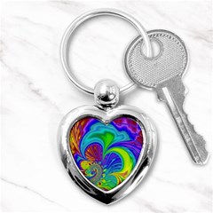 Fractal Neon Art Artwork Fantasy Key Chains (heart)  by Pakrebo