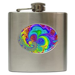 Fractal Neon Art Artwork Fantasy Hip Flask (6 Oz) by Pakrebo