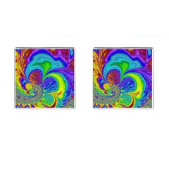 Fractal Neon Art Artwork Fantasy Cufflinks (square) by Pakrebo