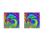 Fractal Neon Art Artwork Fantasy Cufflinks (Square) Front(Pair)