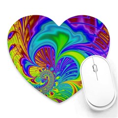 Fractal Neon Art Artwork Fantasy Heart Mousepads by Pakrebo