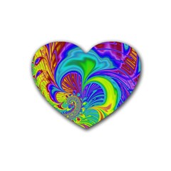 Fractal Neon Art Artwork Fantasy Rubber Coaster (heart)  by Pakrebo