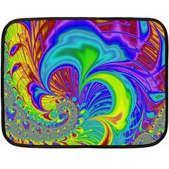 Fractal Neon Art Artwork Fantasy Double Sided Fleece Blanket (mini)  by Pakrebo