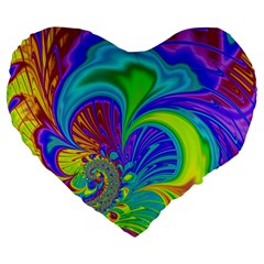 Fractal Neon Art Artwork Fantasy Large 19  Premium Heart Shape Cushions by Pakrebo