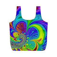 Fractal Neon Art Artwork Fantasy Full Print Recycle Bag (m) by Pakrebo