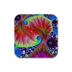 Fractal Art Fractal Colorful Rubber Square Coaster (4 Pack)  by Pakrebo