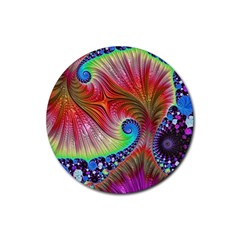 Fractal Art Fractal Colorful Rubber Round Coaster (4 Pack)  by Pakrebo