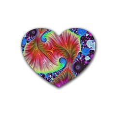 Fractal Art Fractal Colorful Rubber Coaster (heart)  by Pakrebo