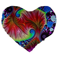 Fractal Art Fractal Colorful Large 19  Premium Flano Heart Shape Cushions by Pakrebo