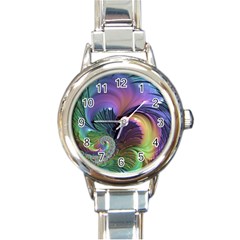 Fractal Artwork Art Swirl Vortex Round Italian Charm Watch by Pakrebo