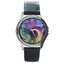 Fractal Artwork Art Swirl Vortex Round Metal Watch by Pakrebo