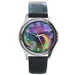 Fractal Artwork Art Swirl Vortex Round Metal Watch Front