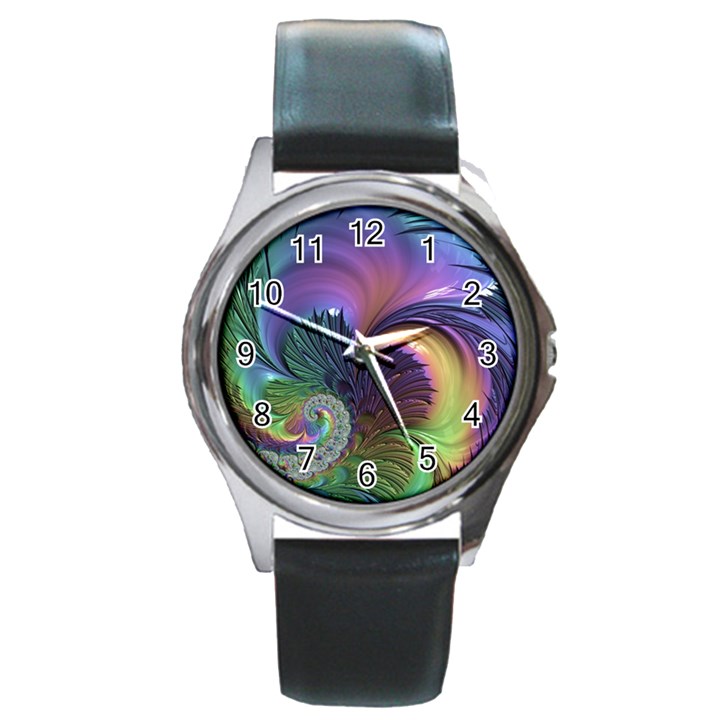 Fractal Artwork Art Swirl Vortex Round Metal Watch