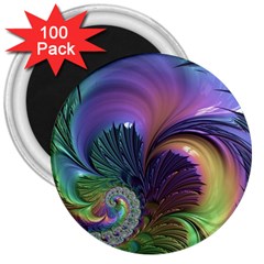 Fractal Artwork Art Swirl Vortex 3  Magnets (100 Pack) by Pakrebo