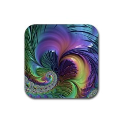 Fractal Artwork Art Swirl Vortex Rubber Coaster (square)  by Pakrebo