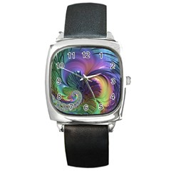 Fractal Artwork Art Swirl Vortex Square Metal Watch by Pakrebo