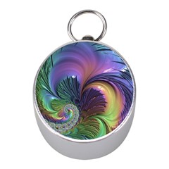 Fractal Artwork Art Swirl Vortex Mini Silver Compasses by Pakrebo