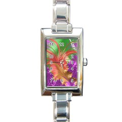 Fractal Purple Green Orange Yellow Rectangle Italian Charm Watch by Pakrebo