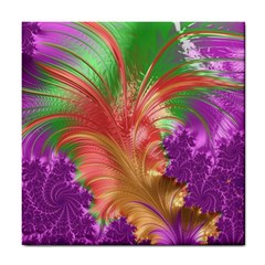 Fractal Purple Green Orange Yellow Tile Coasters by Pakrebo