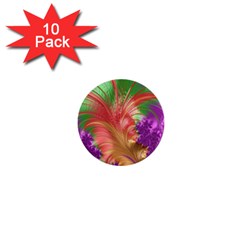 Fractal Purple Green Orange Yellow 1  Mini Buttons (10 Pack)  by Pakrebo