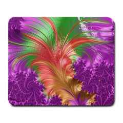 Fractal Purple Green Orange Yellow Large Mousepads by Pakrebo