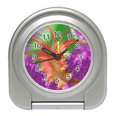 Fractal Purple Green Orange Yellow Travel Alarm Clock