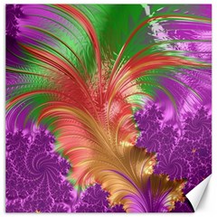 Fractal Purple Green Orange Yellow Canvas 16  X 16  by Pakrebo