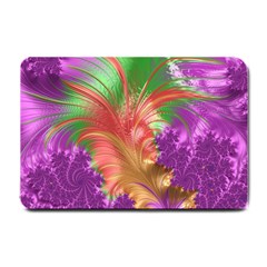 Fractal Purple Green Orange Yellow Small Doormat  by Pakrebo