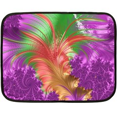 Fractal Purple Green Orange Yellow Double Sided Fleece Blanket (mini)  by Pakrebo