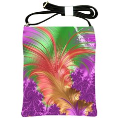 Fractal Purple Green Orange Yellow Shoulder Sling Bag by Pakrebo